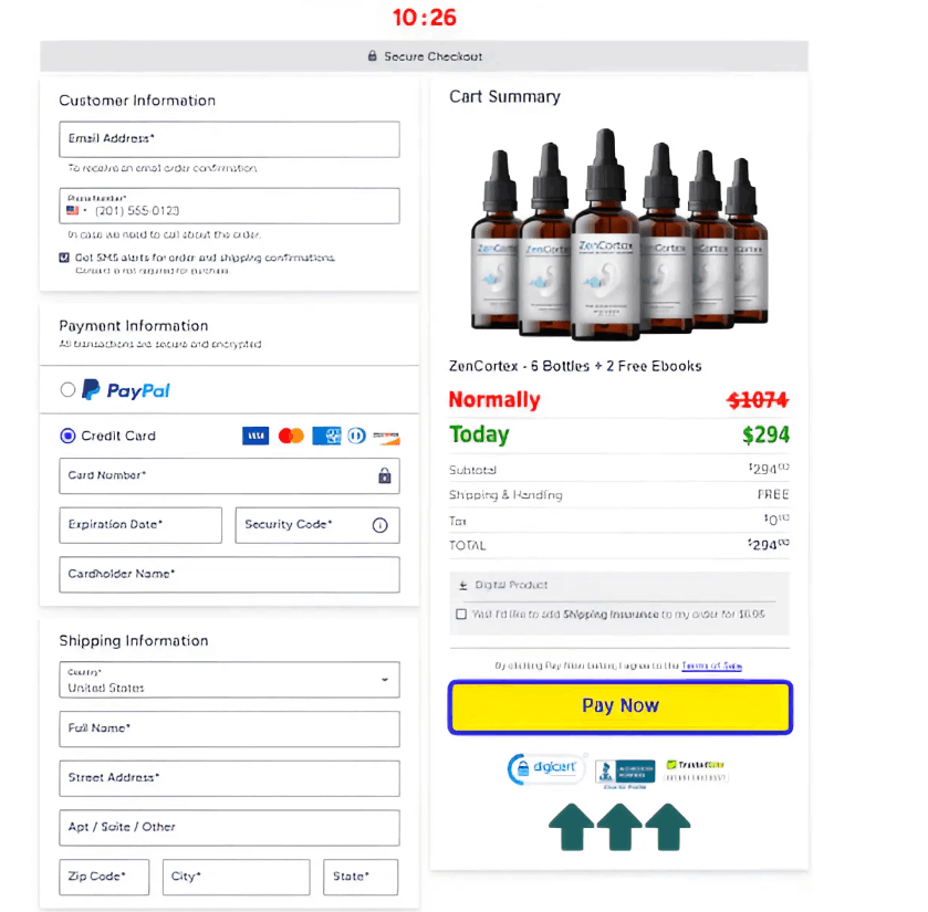 Nerve Fresh Secured Order Page